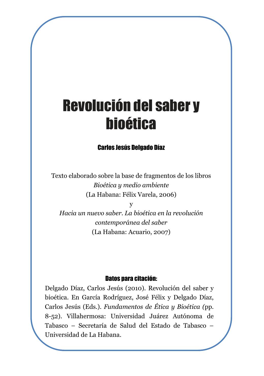 Revolución del saber y bioética